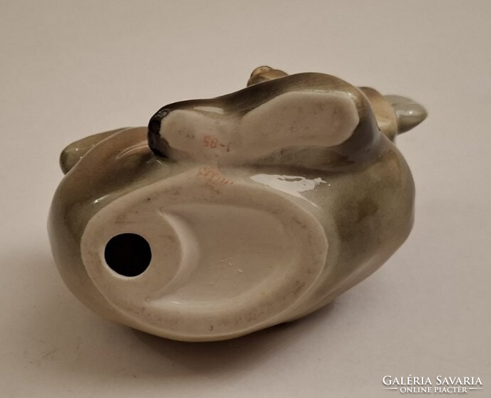 Lomonosov medve figura, orosz porcelán ritkaság, jelzett, kifejezetten szép festéssel, HIBÁTLAN