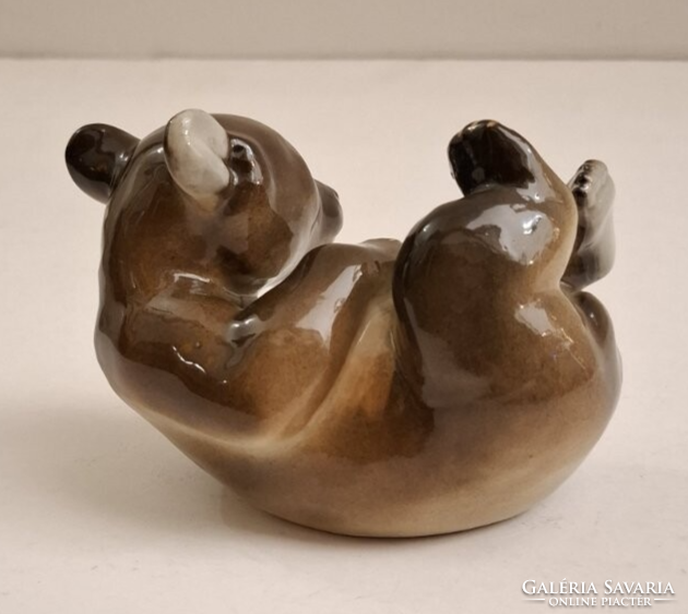 Lomonosov medve figura, orosz porcelán ritkaság, jelzett, kifejezetten szép festéssel, HIBÁTLAN