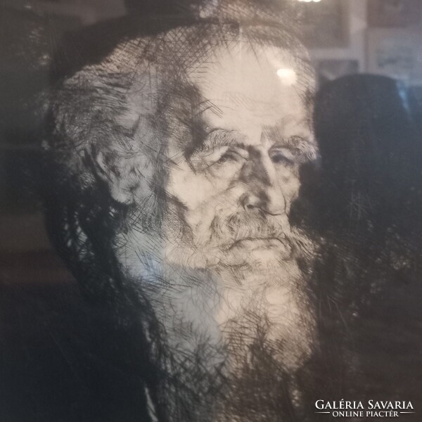 Szász Endre : Öreg c. ritka, régi rézkarca