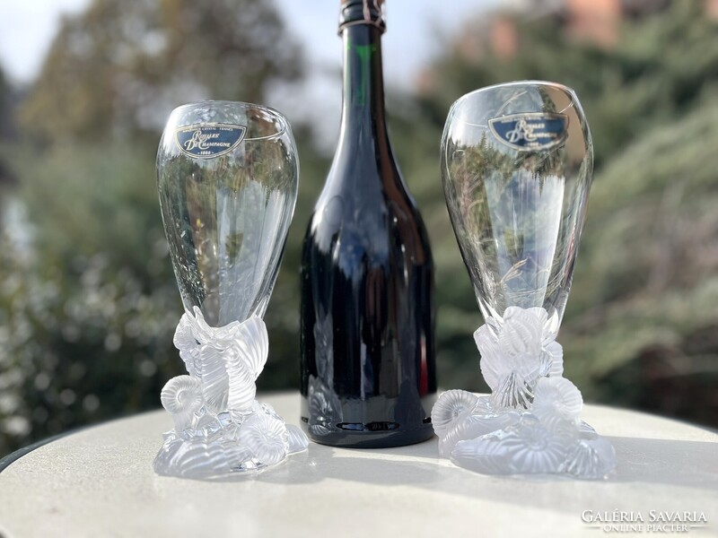 CHAMPAGNE CLUB - Royale de Champagne – Ritka, kézzel fújt kristály pezsgőspohár pár (1960-as évek)