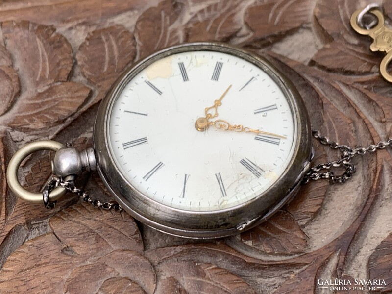 Női ezüst apáca zsebóra nyaklánc óra 37.5 mm ezüst lánccal