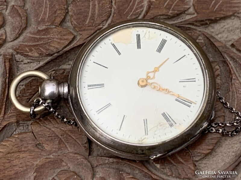 Női ezüst apáca zsebóra nyaklánc óra 37.5 mm ezüst lánccal