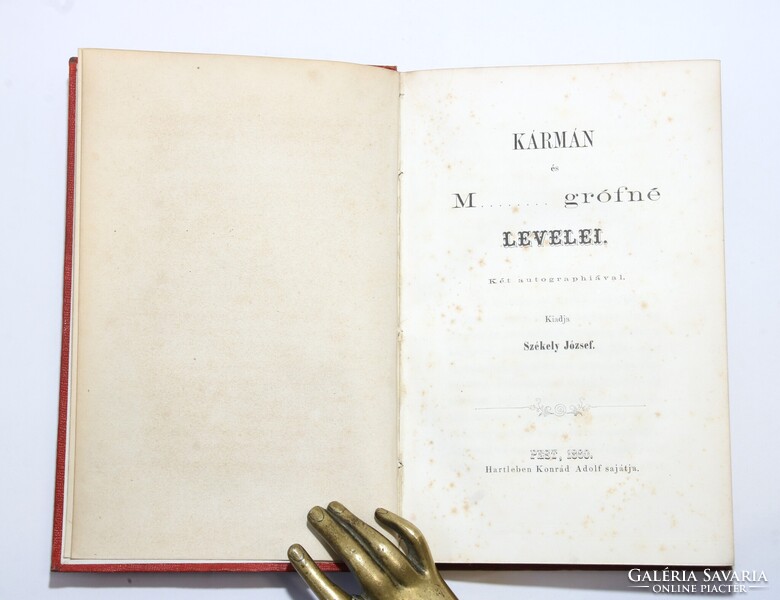 1860 - Kármán József - Kármán és M... [Markovich Miklósné] grófné levelei Dúsan aranyozott kötésben!