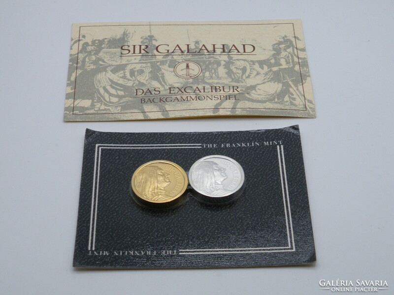 K396 RITKA! Franklin Mint SIR GALAHAD arany ezüst zseton EXCALIBUR BACKGAMMON
