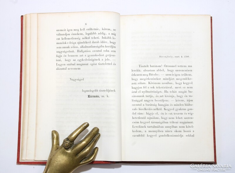 1860 - Kármán József - Kármán és M... [Markovich Miklósné] grófné levelei Dúsan aranyozott kötésben!