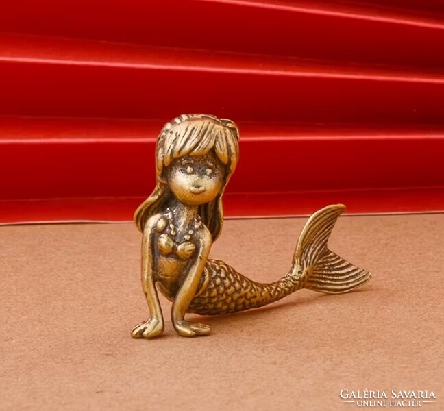 Tömör réz sellő figura