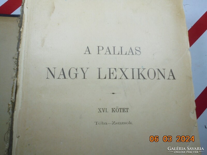 A Pallas Nagy Lexikona - XVI. kötet (Téba-Zsuzsok) 1897-es kiadás