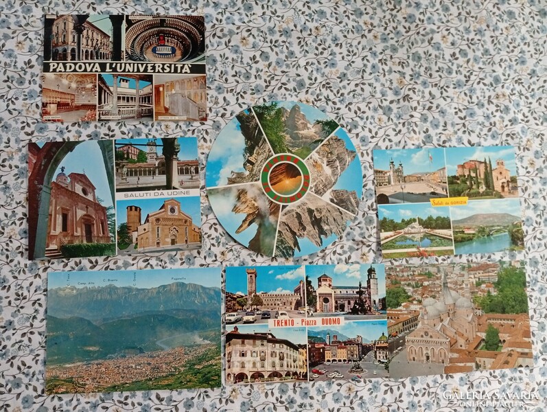 Olasz  képeslapok, gyűjtemény, retró 1972, postatiszta, 7 db