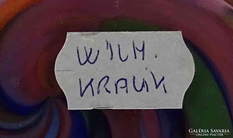 1Y576 Régi színes Kralik művészi üveg váza 17 cm