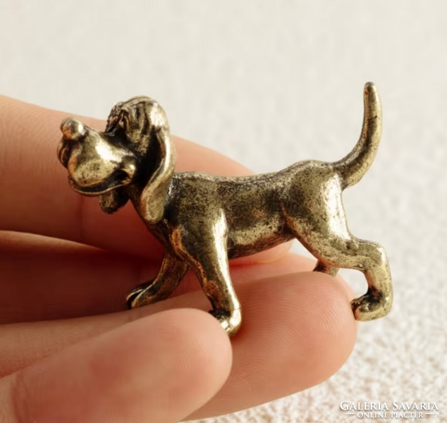Tömör réz kutya (Mopsz) figura