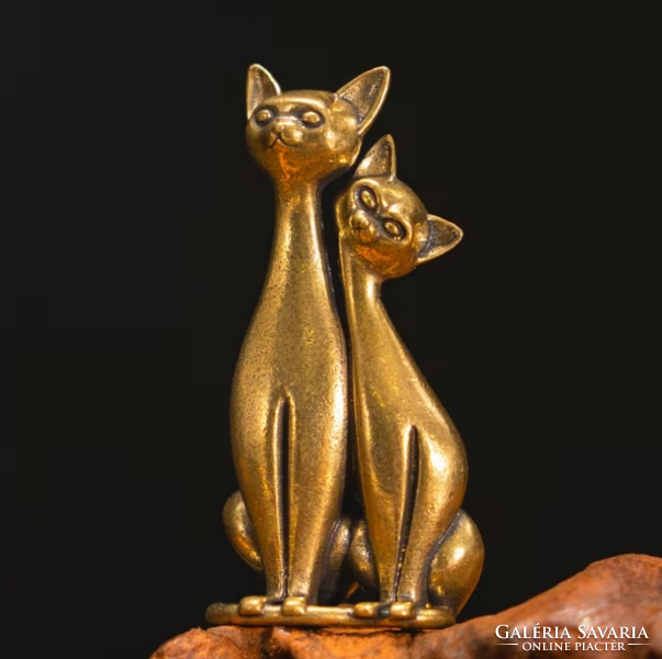 Öntött réz macska pár figura