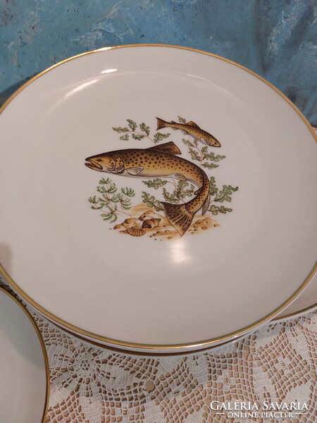 Bavaria, gyönyörű halas porcelán készlet, tányérok, tálak, hal horgászoknak, horgász
