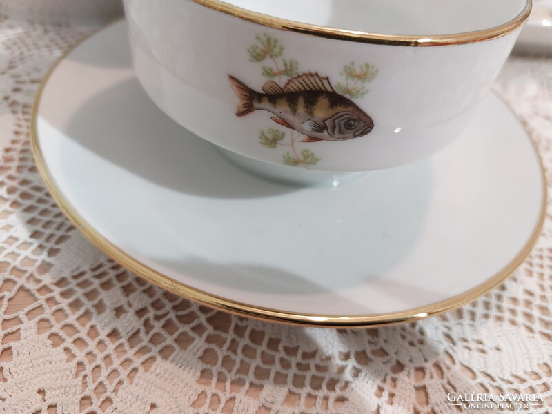 Bavaria, gyönyörű halas porcelán készlet, tányérok, tálak, hal horgászoknak, horgász