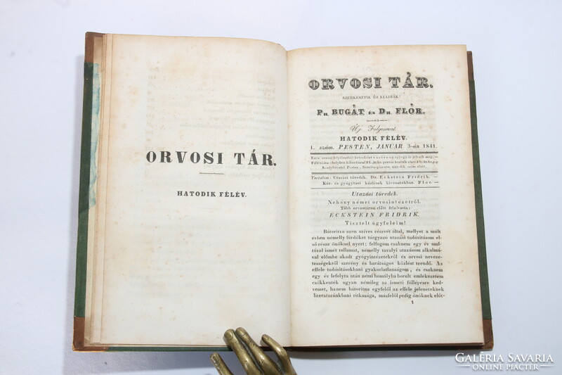 1841 Orvosi tár  - Pálinkaiszákosság, Az Aradi kórház kihajtható metszetével Érdekes orvosi cikkek !