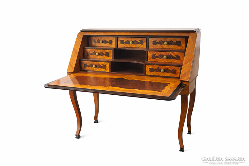 Francia Louis XV stílusú intarziás szekreter / női íróasztal („Bonheur du Jour”)