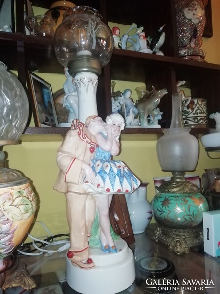 Ritka art deco porcelán lámpa jelzett  65 cm magas Hihetetlen akciók aukciók hétvégére
