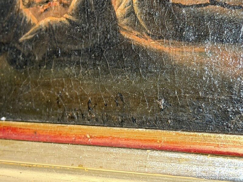 Jankó János: Tábortűz a holdfényben (Eredeti olajfestmény) Zsánerkép