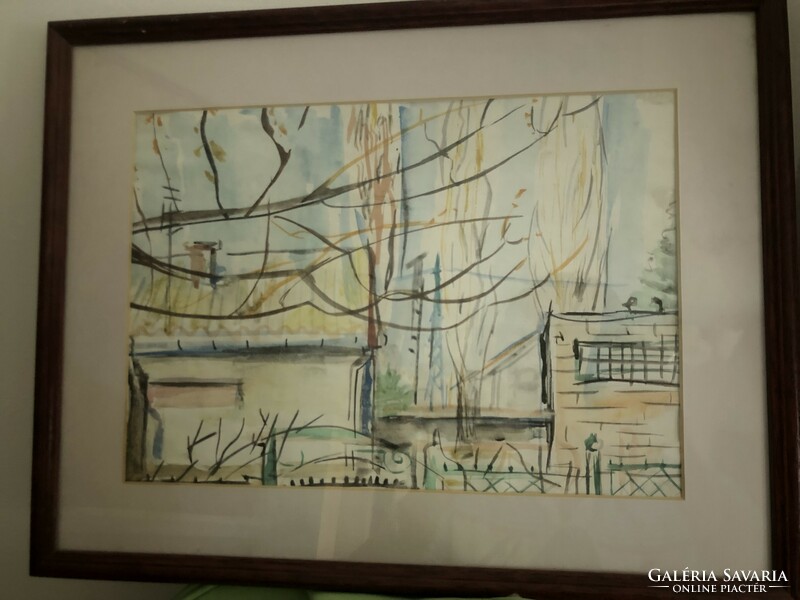 Papp Erzsébet : Kapunkból akvarell 20x30 cm Pomázi Művészek Társasága