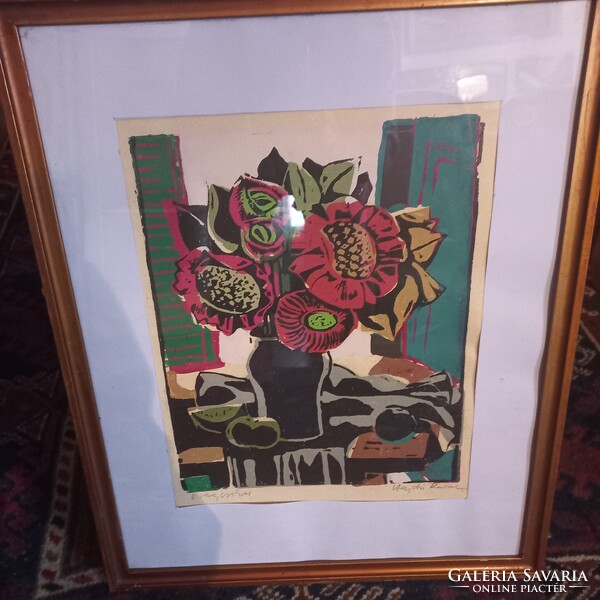 Hajdú Katalin/ Szász Endréné / :Virágcsokor c. munkája