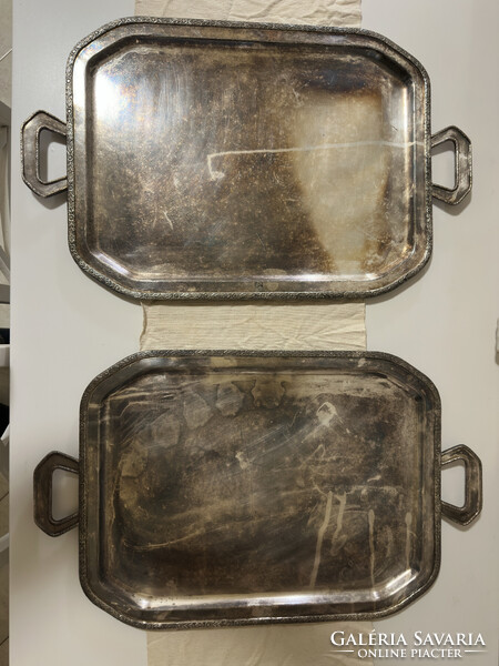 Duna Intercontinental ezüstözött felszolgálótálca - monogramal, fémjelzéssel - 2DB