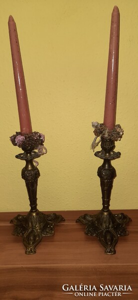 Olasz, csodaszép réz gyertyatartó 2 db