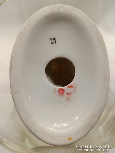 Kézzel festett retro porcelánfigura - fehér gólya