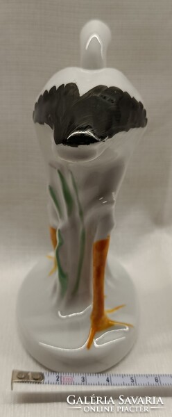 Kézzel festett retro porcelánfigura - fehér gólya
