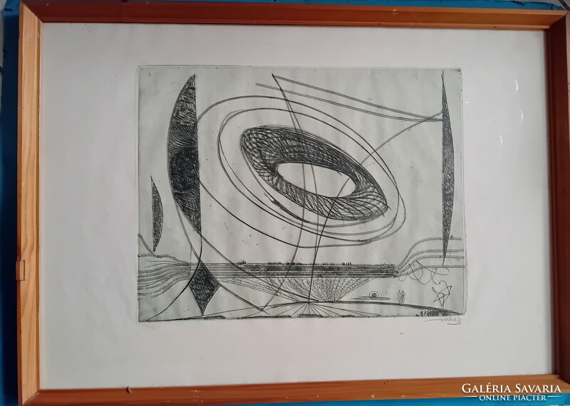 Hincz Gyula : Absztrakt rézkarc