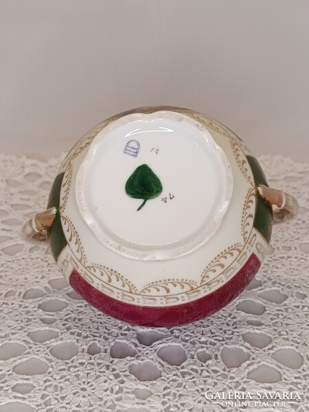 Cseh Altwien zsánerjelenetes porcelán CUKORTARTÓ
