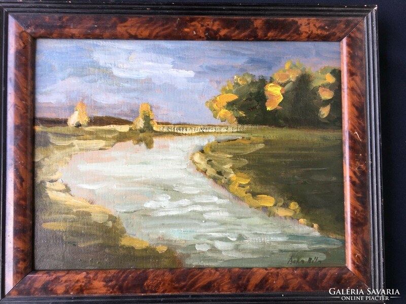 Antik tájkép Balla Béla szignóval .