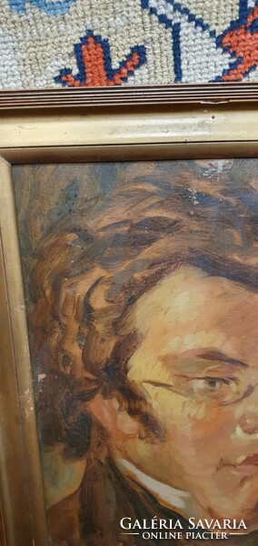 Az osztrák zeneszerzőt, Franz Schubert-et ábrázoló festmény. Vaszary 1895 felirattal a hátoldalán.