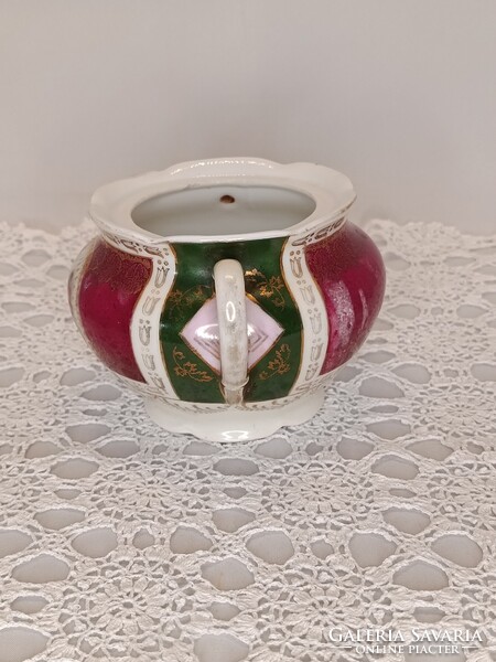 Cseh Altwien zsánerjelenetes porcelán CUKORTARTÓ