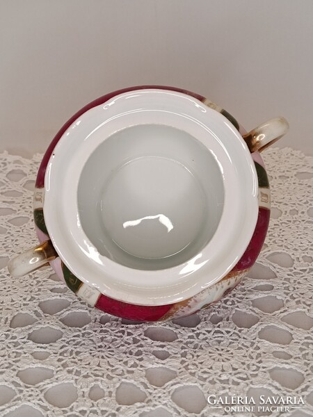 Cseh Altwien zsánerjelenetes porcelán CUKORTARTÓ