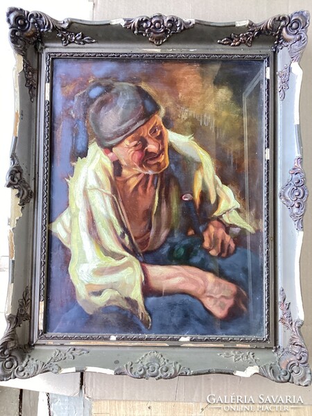 Idős férfit ábrázoló olajfestmény .