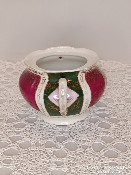 Cseh Altwien zsánerjelenetes porcelán CUKORTARTÓ