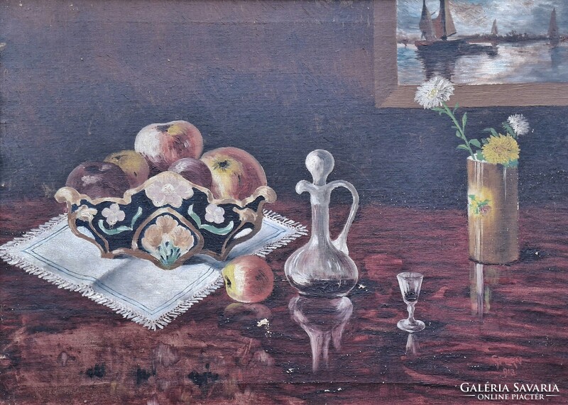 1 ftról! Stern 913, jelzéssel,  Asztali csendélet!  Olaj/vászon,  50x70cm, plusz keret!