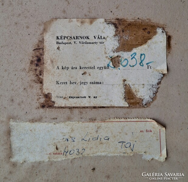 Farkas Lídia (1910-1985) Táj... Olaj/farost,  60x80cm,  plusz keret!  Képcsarnok vállalat címke!