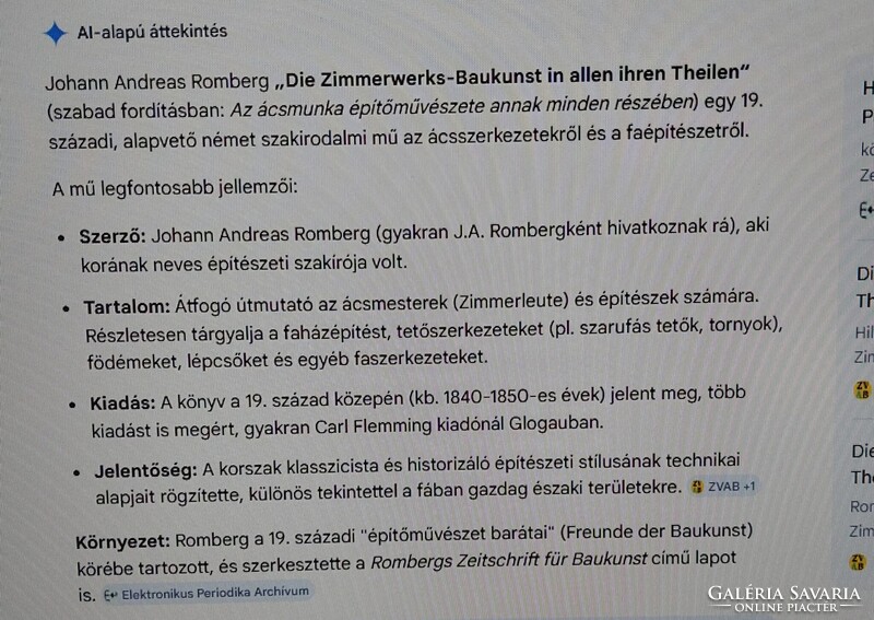 Ácsmunkák "Romberg's Zimmerwerkbaukunst" 1850 körül