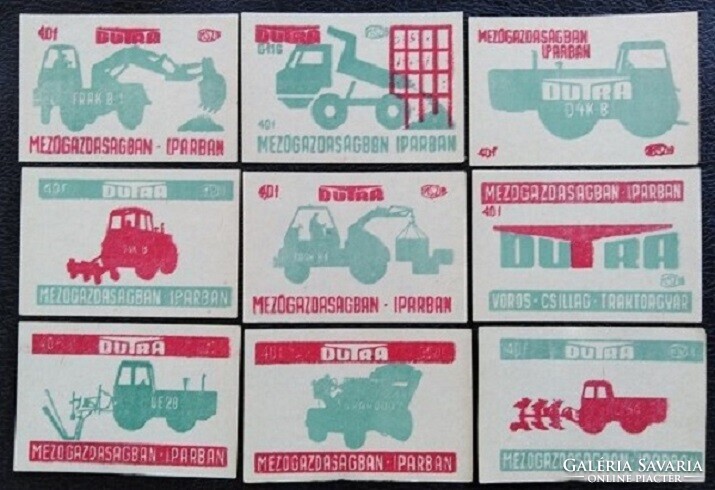 Gy142 / 1969 Dutra gyufacímke 9 db-s teljes sor