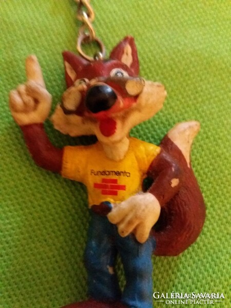 Retro ttrafikáru bazáráru fém / plasztik FUNDAMENTA róka figurás kulcstartó a képek szerint