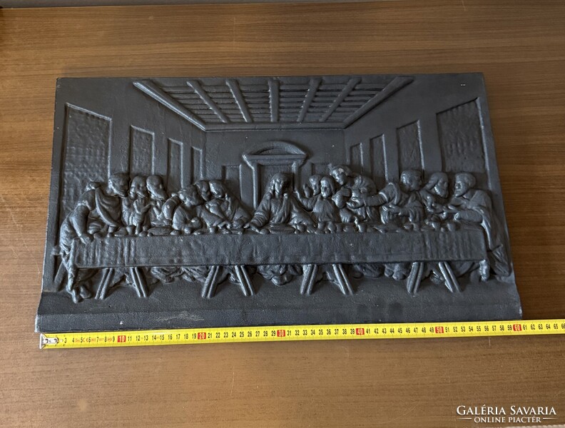 Impozáns öntöttvas dombormű – „Az utolsó vacsora” (60×34 cm, 15 kg)