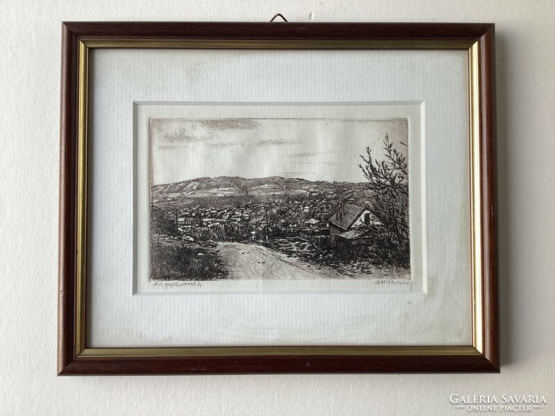 Csisztu Mihály ( 1933 - 2008 ) - Nagymaros című rézkarca .