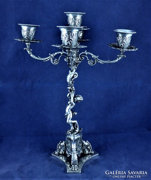LÉLEGZETELÁLLÍTÓ, ANTIK EZÜST KANDELÁBER, MILÁNÓ, CA. 19300!!!