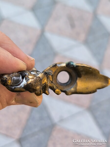 Antik bronz kancsó kiöntő felső része angyalka tűzarany alkatrész, Zsolnay, üveg , porcelán vàza