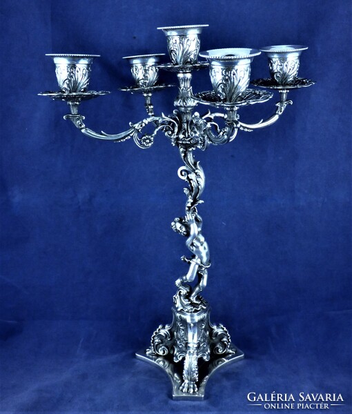 LÉLEGZETELÁLLÍTÓ, ANTIK EZÜST KANDELÁBER, MILÁNÓ, CA. 19300!!!