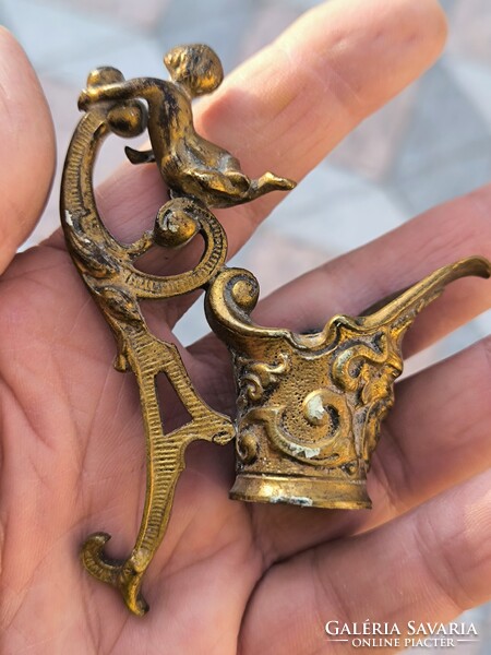 Antik bronz kancsó kiöntő felső része angyalka tűzarany alkatrész, Zsolnay, üveg , porcelán vàza