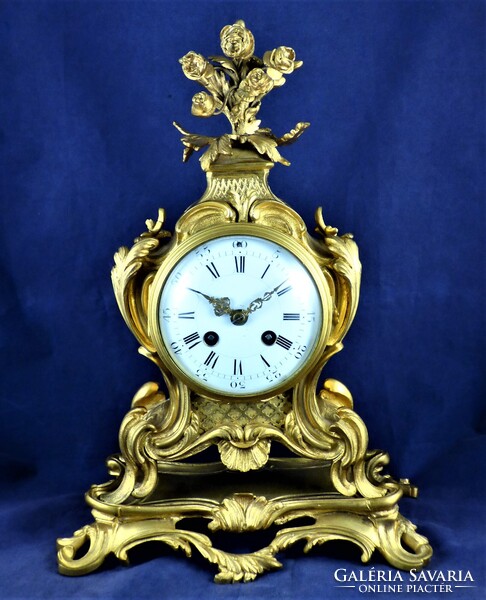 KÁPRÁZATOS, ANTIK, ARANYOZOTT BRONZ, KANDALLÓ ÓRA, PÁRIZS, 1880!!!