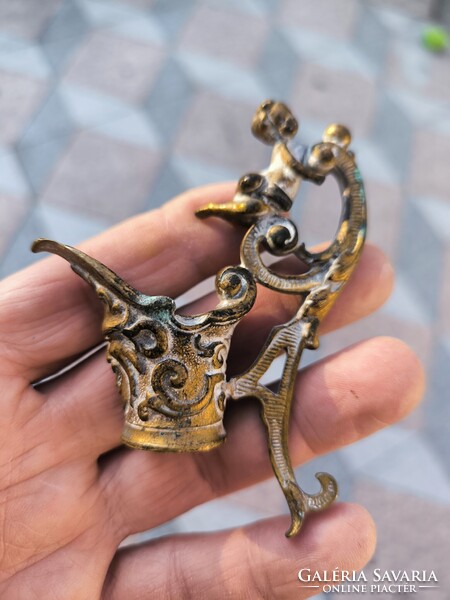 Antik bronz kancsó kiöntő felső része angyalka tűzarany alkatrész, Zsolnay, üveg , porcelán vàza