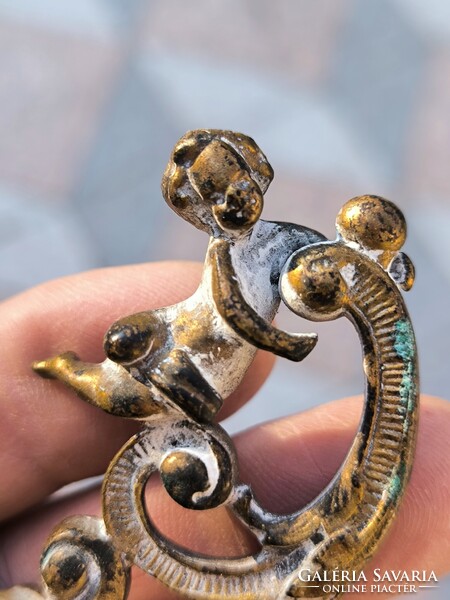 Antik bronz kancsó kiöntő felső része angyalka tűzarany alkatrész, Zsolnay, üveg , porcelán vàza