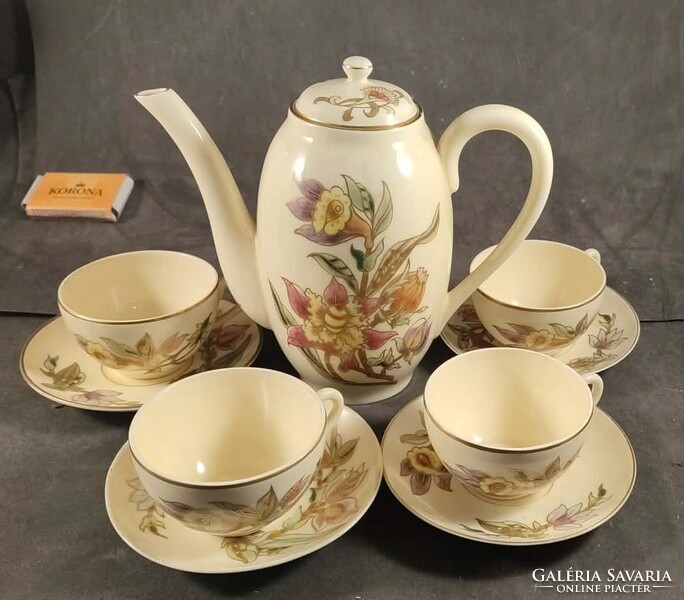 Zsolnay pajzspecsétes mákvirágos kávéskészlet 327